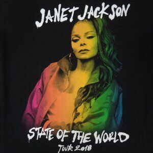 JANET JACKSON STATE OF THE WORLD TOUR 2018 WITH DATES - BLACK SMALL T-SHIRT K719